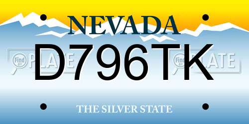D796TK Nevada License Plate