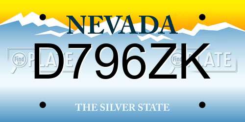 D796ZK Nevada License Plate
