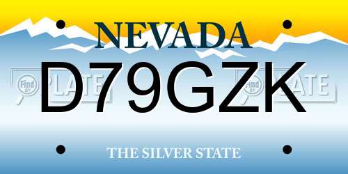D79GZK Nevada License Plate