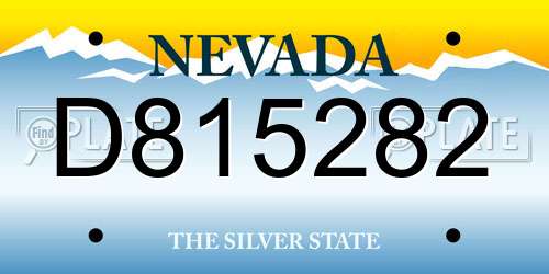 D815282 Nevada License Plate
