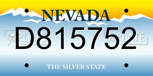 D815752 Nevada License Plate
