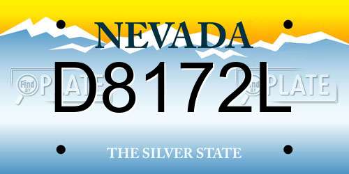 D8172L Nevada License Plate
