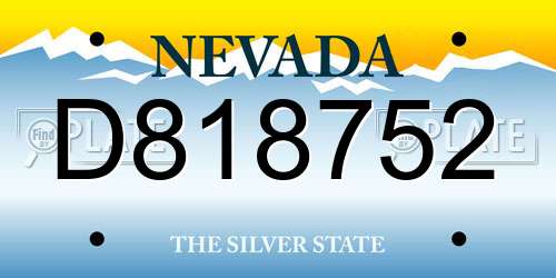 D818752 Nevada License Plate