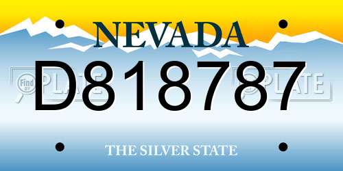 D818787 Nevada License Plate