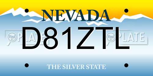 D81ZTL Nevada License Plate