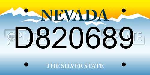 D820689 Nevada License Plate