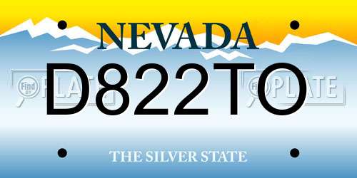 D822TO Nevada License Plate