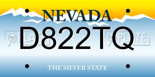 D822TQ Nevada License Plate