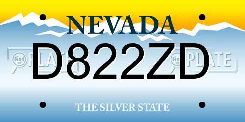 D822ZD Nevada License Plate