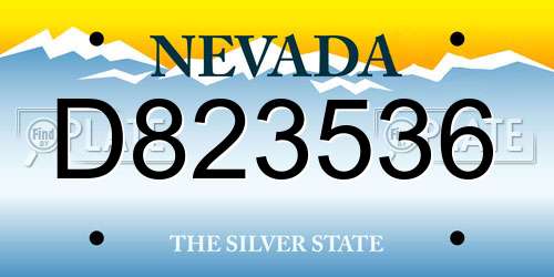 D823536 Nevada License Plate
