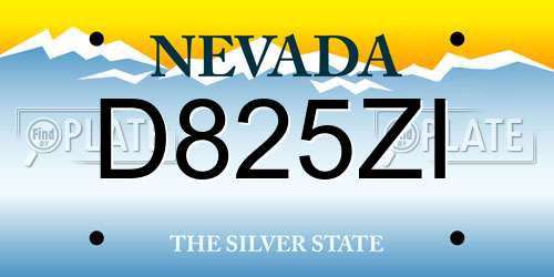 D825ZI Nevada License Plate