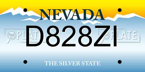 D828ZI Nevada License Plate