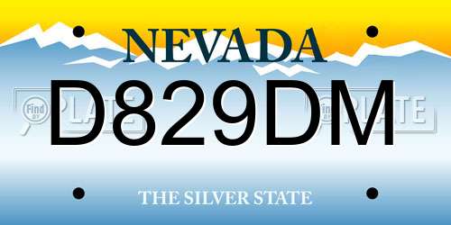 D829DM Nevada License Plate