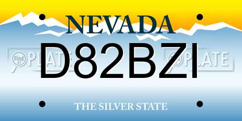 D82BZI Nevada License Plate