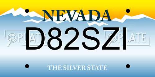 D82SZI Nevada License Plate