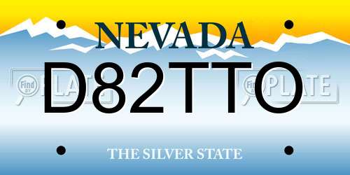 D82TTO Nevada License Plate