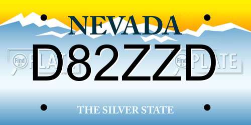 D82ZZD Nevada License Plate