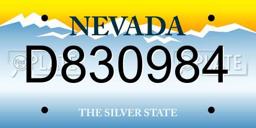 D830984 Nevada License Plate