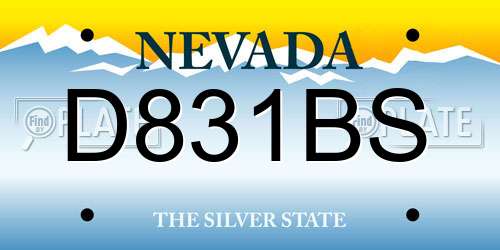 D831BS Nevada License Plate