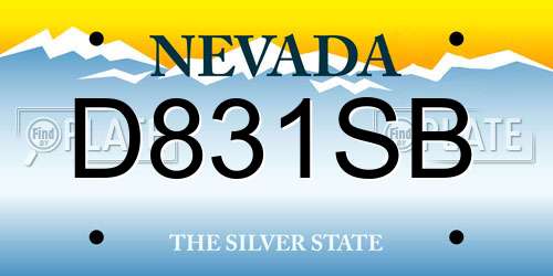 D831SB Nevada License Plate