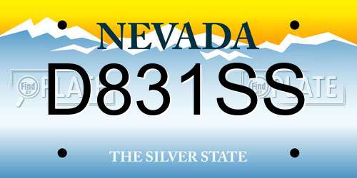 D831SS Nevada License Plate