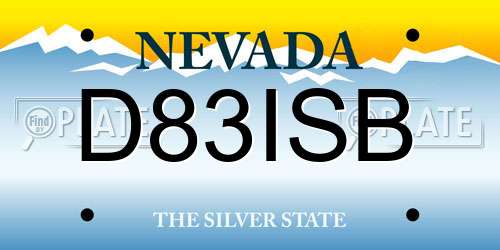 D83ISB Nevada License Plate