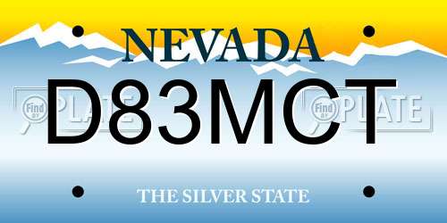 D83MCT Nevada License Plate
