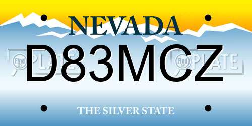 D83MCZ Nevada License Plate