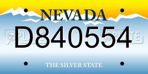 D840554 Nevada License Plate