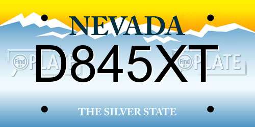 D845XT Nevada License Plate