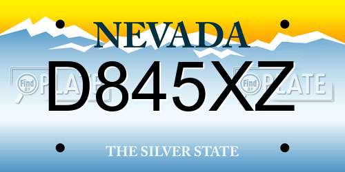 D845XZ Nevada License Plate
