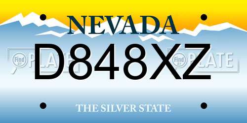 D848XZ Nevada License Plate