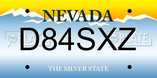 D84SXZ Nevada License Plate