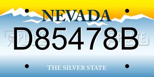 D85478B Nevada License Plate