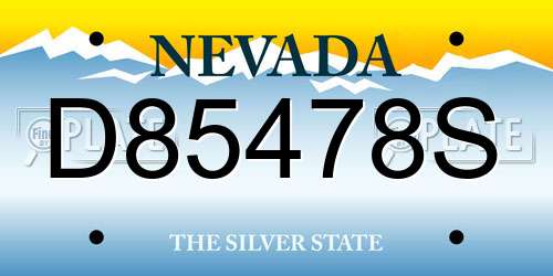D85478S Nevada License Plate