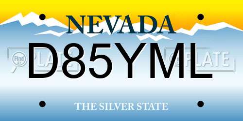 D85YML Nevada License Plate