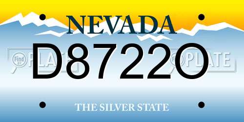 D8722O Nevada License Plate