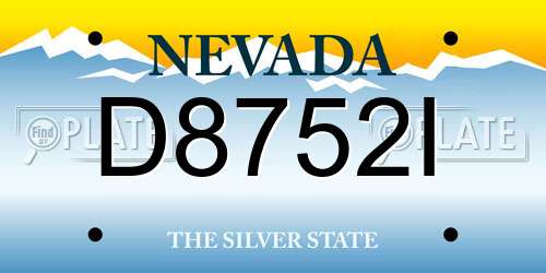 D8752I Nevada License Plate