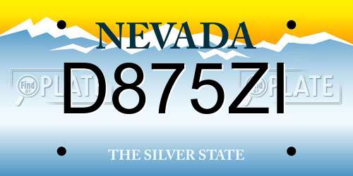 D875ZI Nevada License Plate