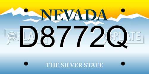 D8772Q Nevada License Plate