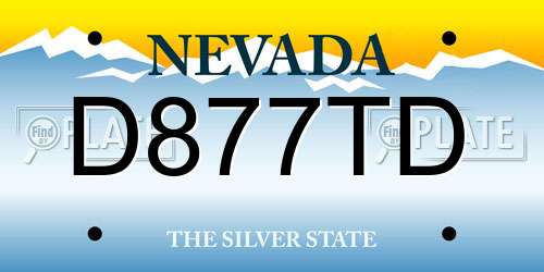 D877TD Nevada License Plate