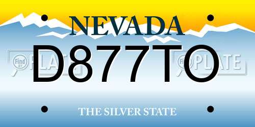 D877TO Nevada License Plate