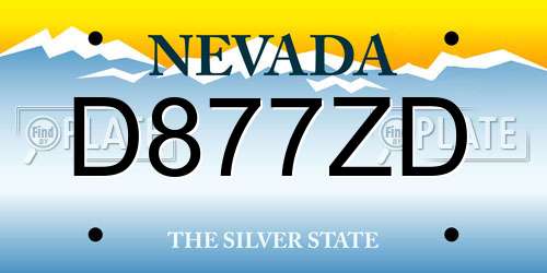 D877ZD Nevada License Plate