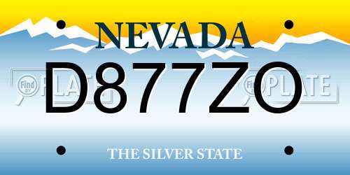 D877ZO Nevada License Plate
