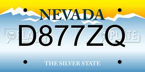 D877ZQ Nevada License Plate