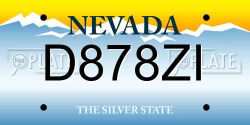 D878ZI Nevada License Plate
