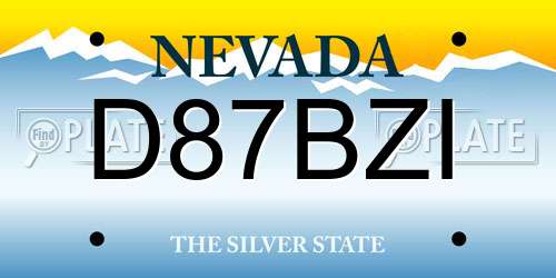 D87BZI Nevada License Plate