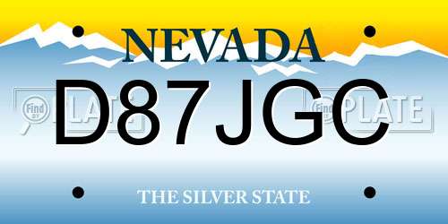 D87JGC Nevada License Plate