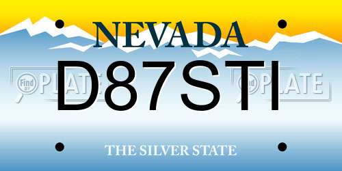 D87STI Nevada License Plate