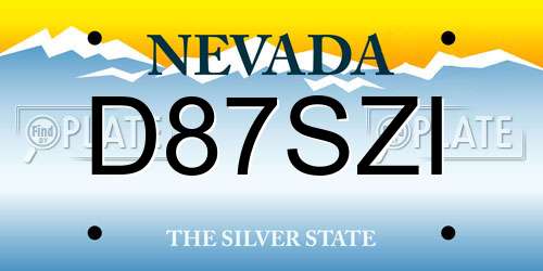 D87SZI Nevada License Plate